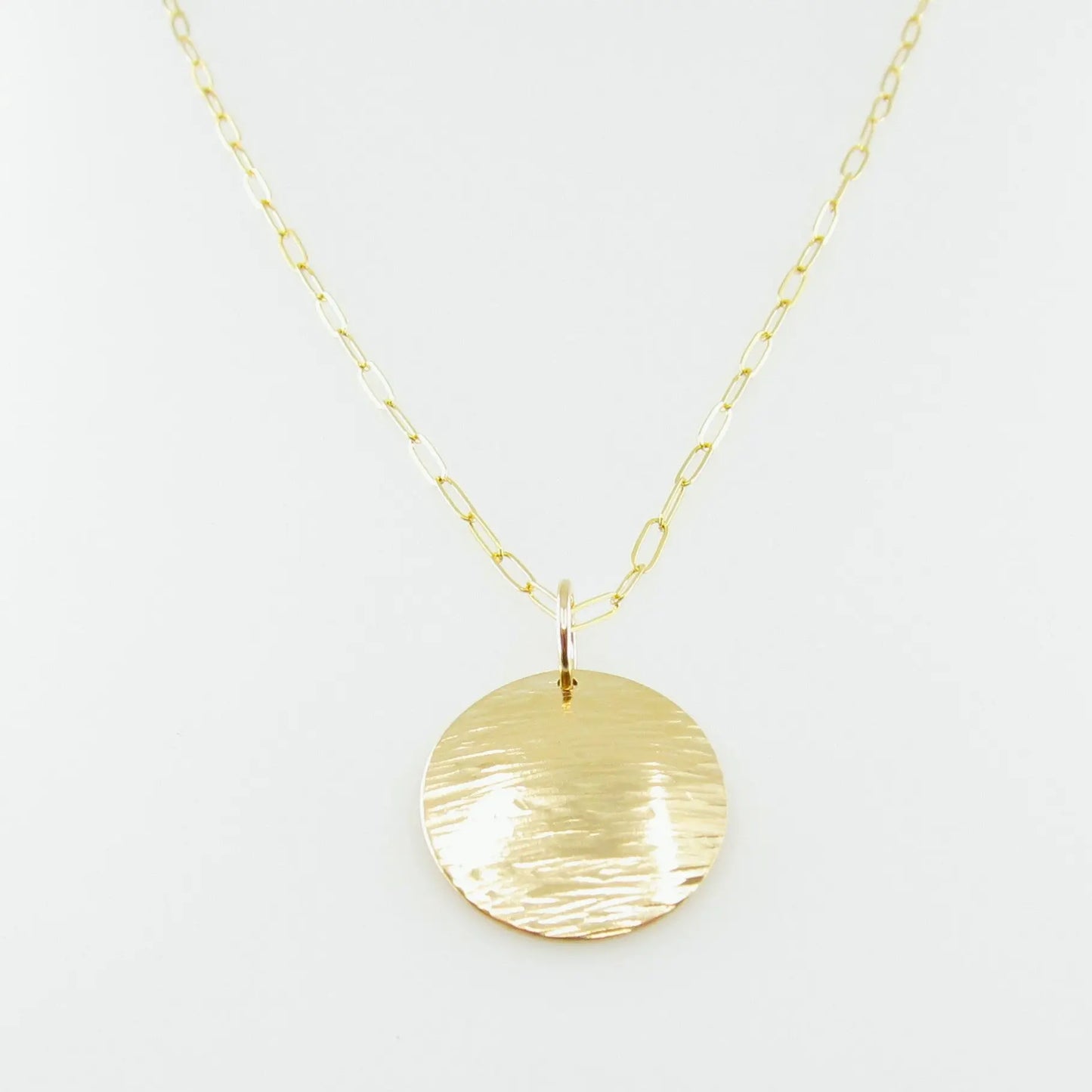 Large Hammer Textured Disc Necklace J.Mills Studio