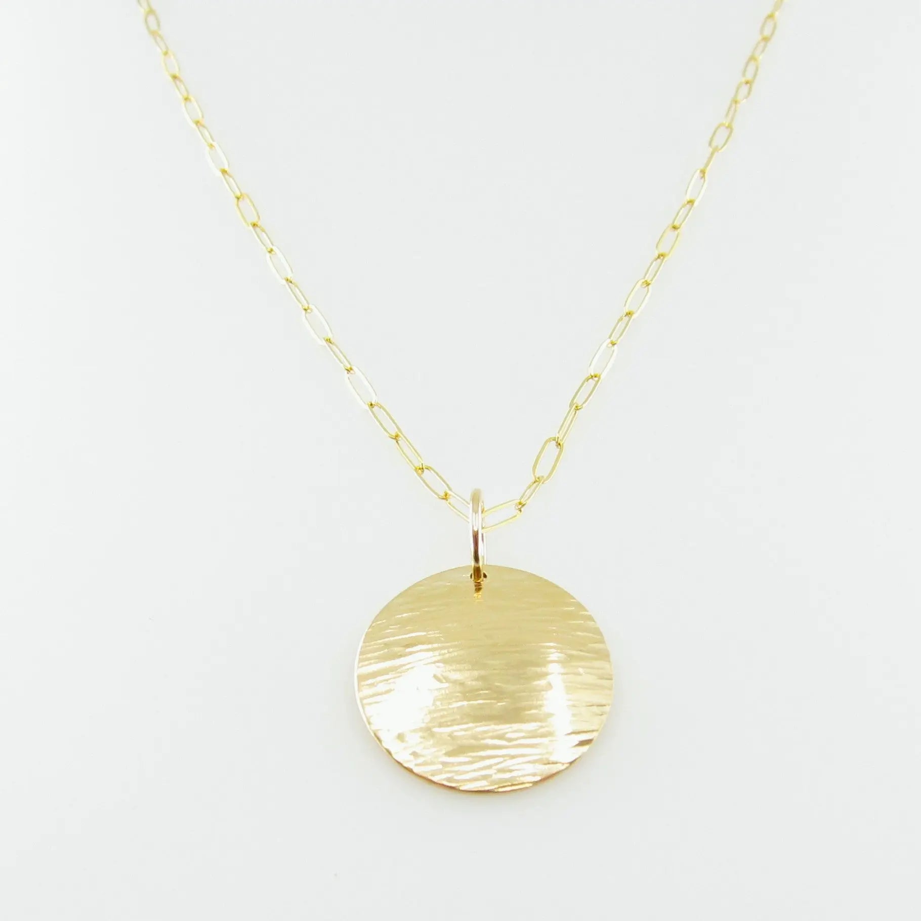 Large Hammer Textured Disc Necklace J.Mills Studio