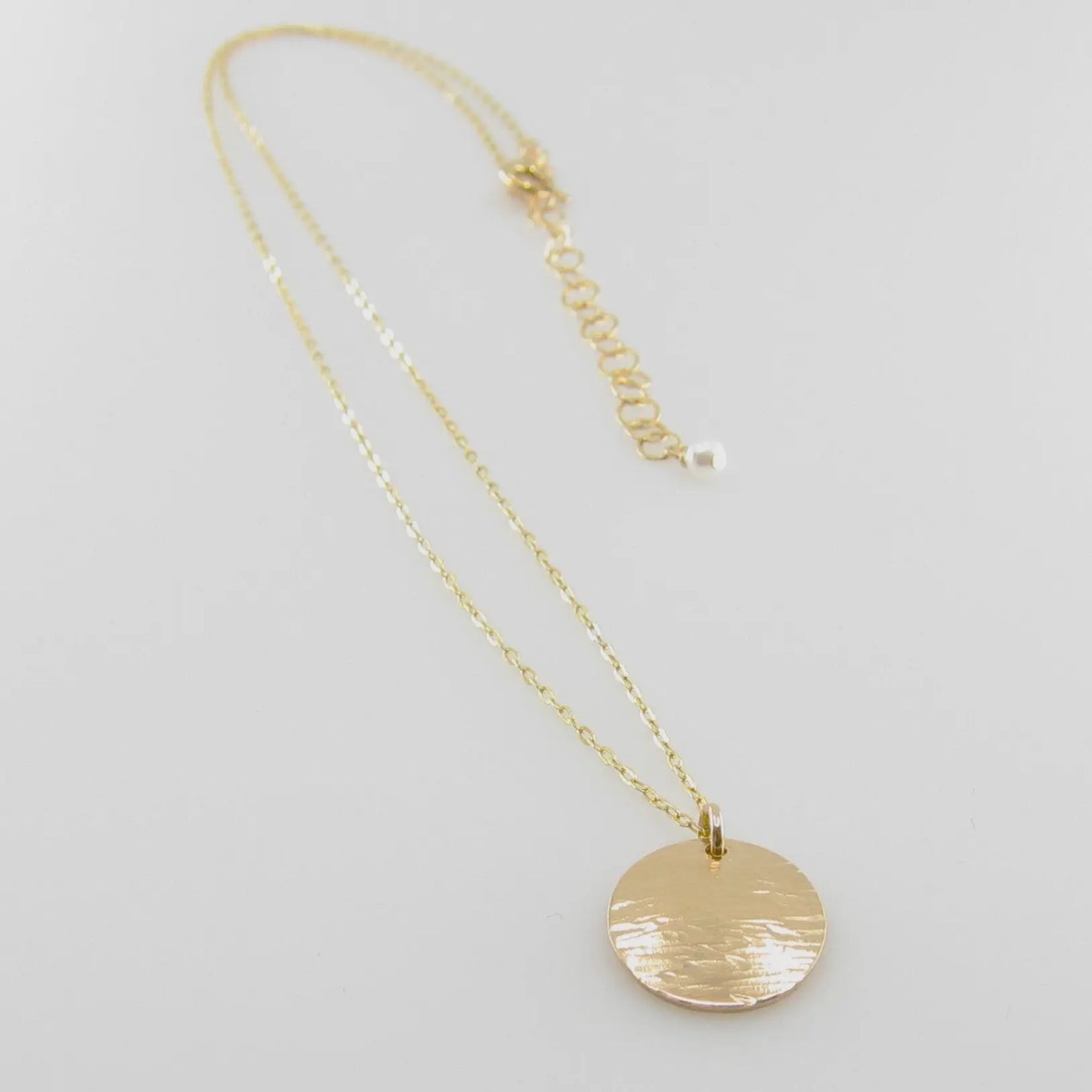 Hammer Textured Small Round Disc Necklace J.Mills Studio