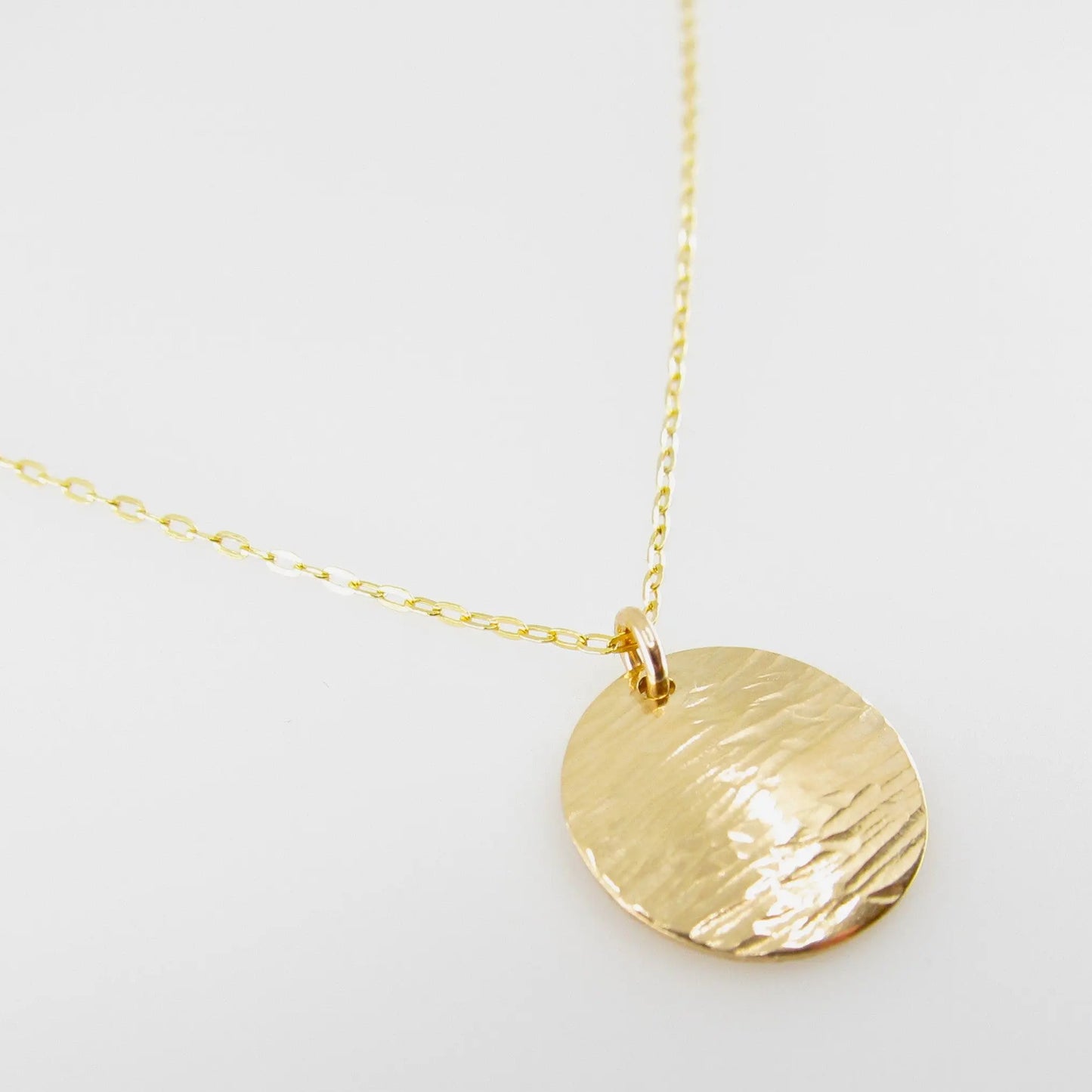 Hammer Textured Small Round Disc Necklace J.Mills Studio