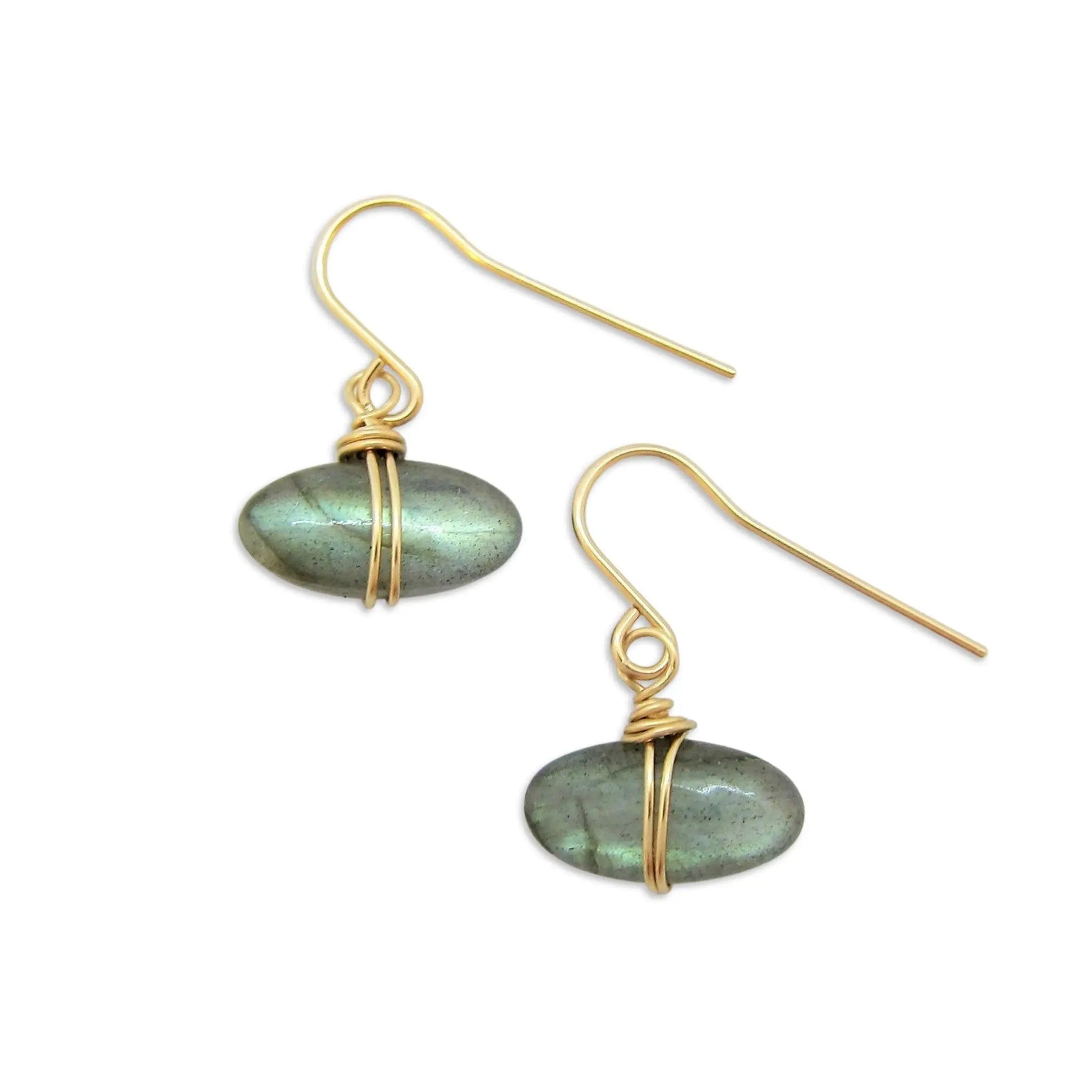 Oval Labradorite Drop Earrings