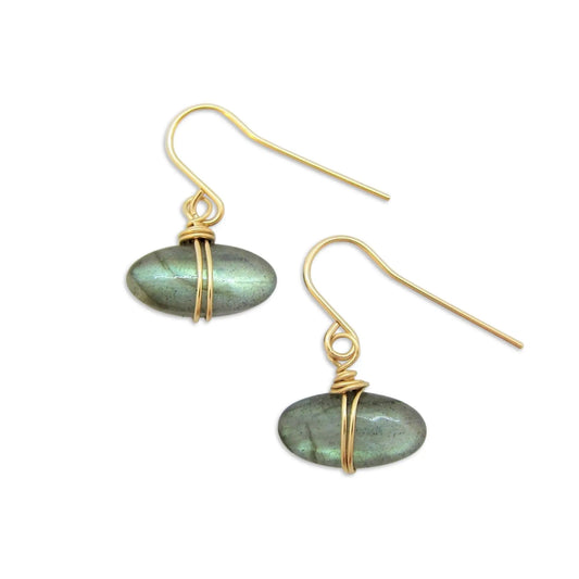Oval Labradorite Drop Earrings