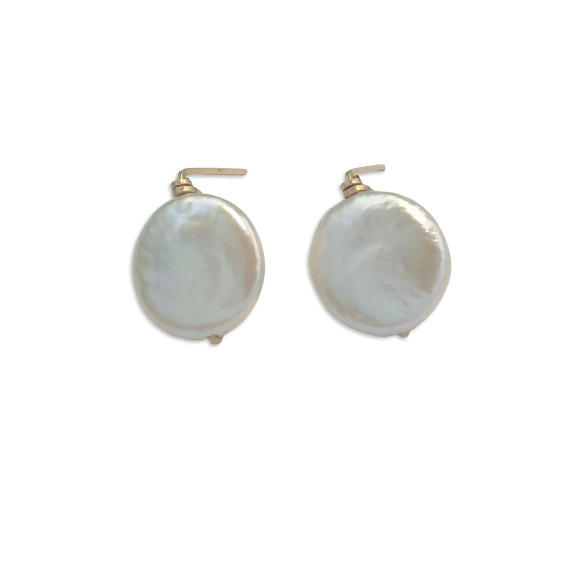 Coin Pearl Stud Earrings