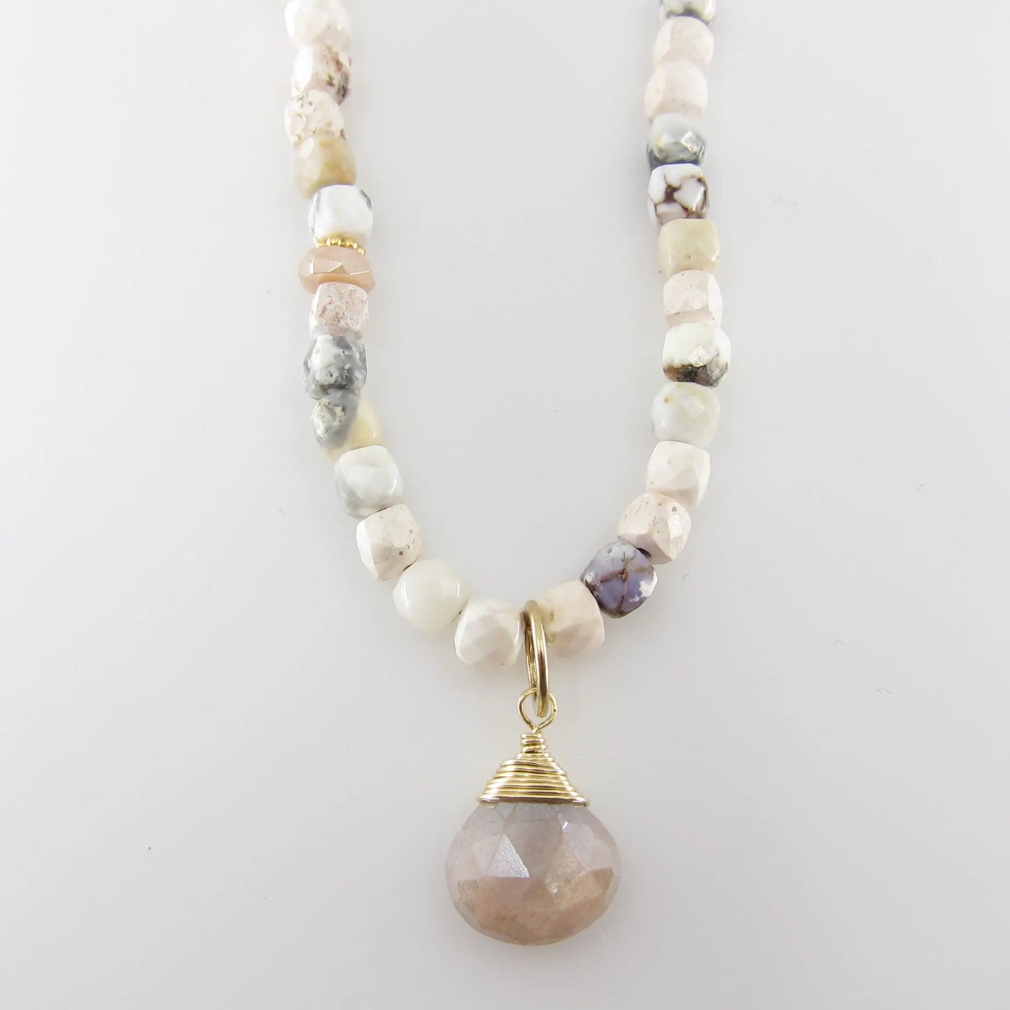 White Turquoise Wrap Bracelet or Necklace J.Mills Studio