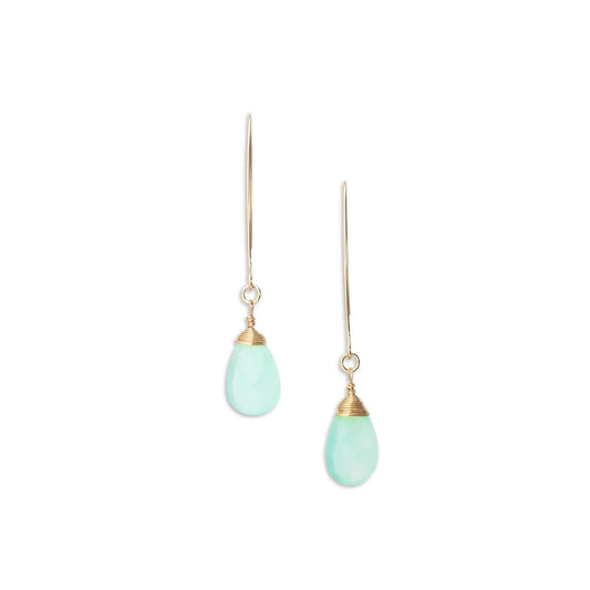 Aqua Chalcedony Teardrop Earring