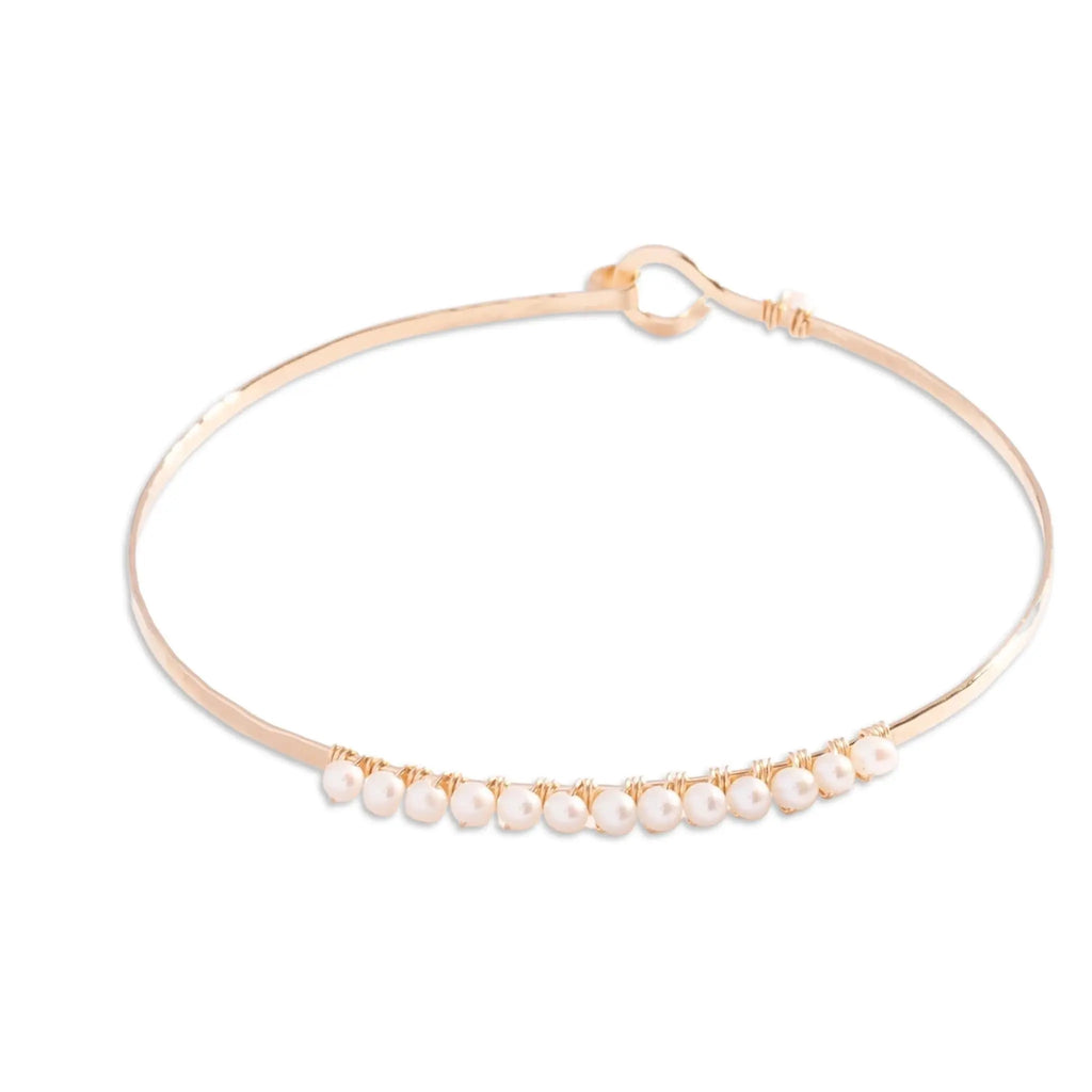 Pearl Bead-wrapped Bangle Bracelet