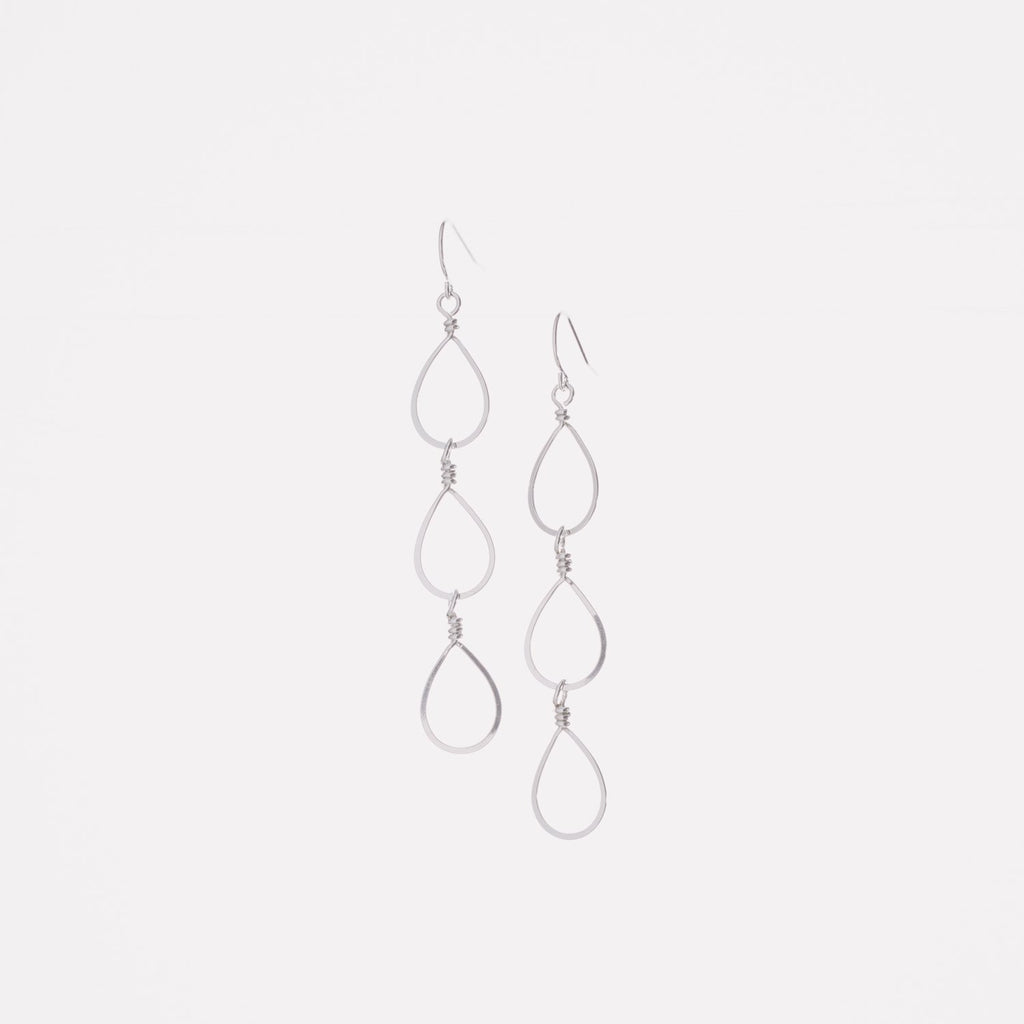 Cascading Forged Teardrop Earrings on Sterling Silver Ear Wire