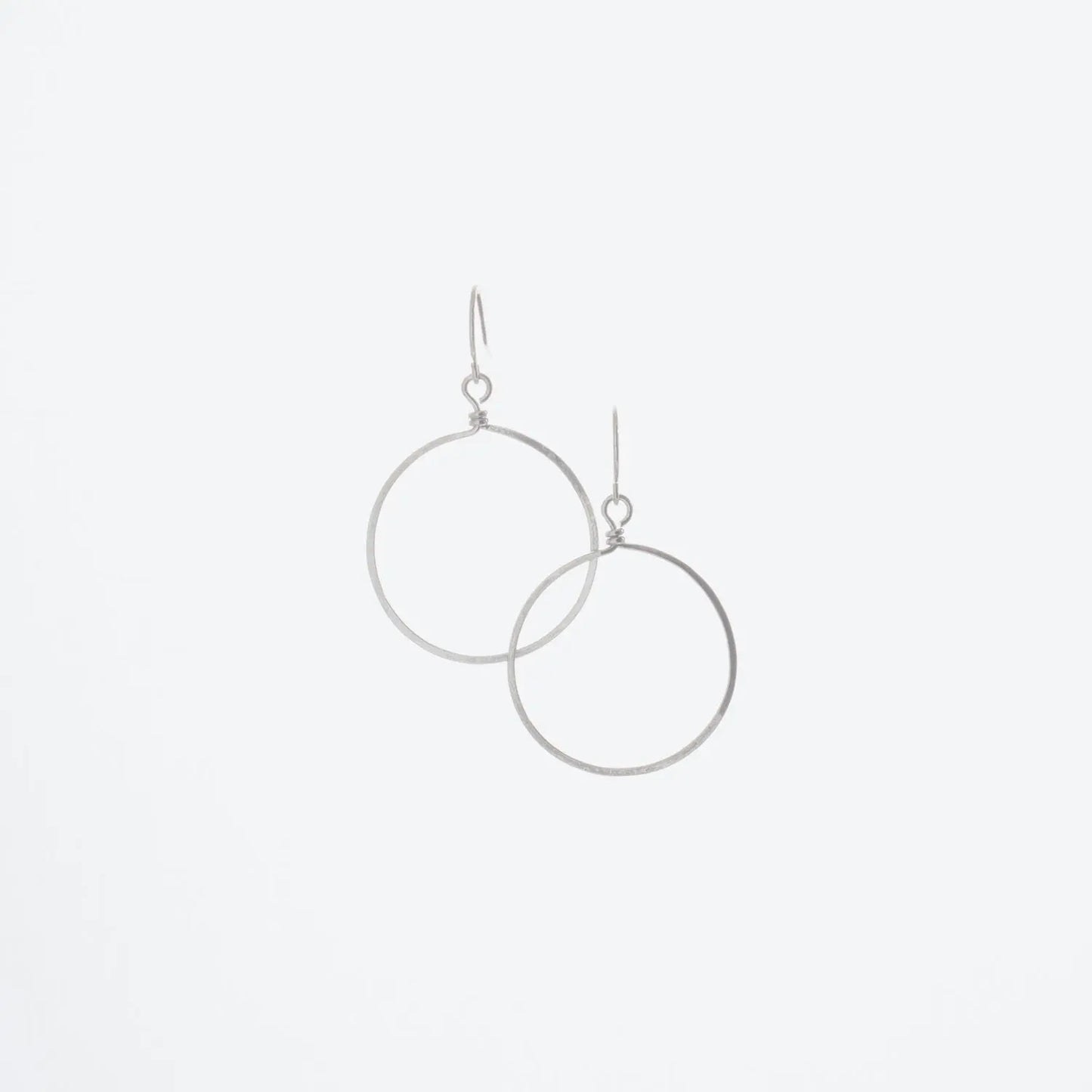 Forged 1" Circle Earrings on Sterling Silver Ear Wire