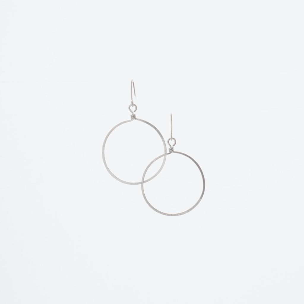 Forged 1" Circle Earrings on Sterling Silver Ear Wire