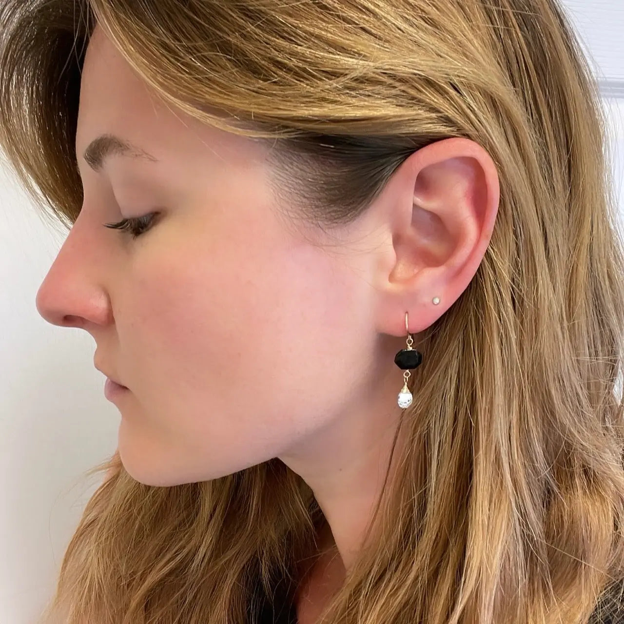 Black Spinel and Dendrite Opal Gemstone Earrings J.Mills Studio