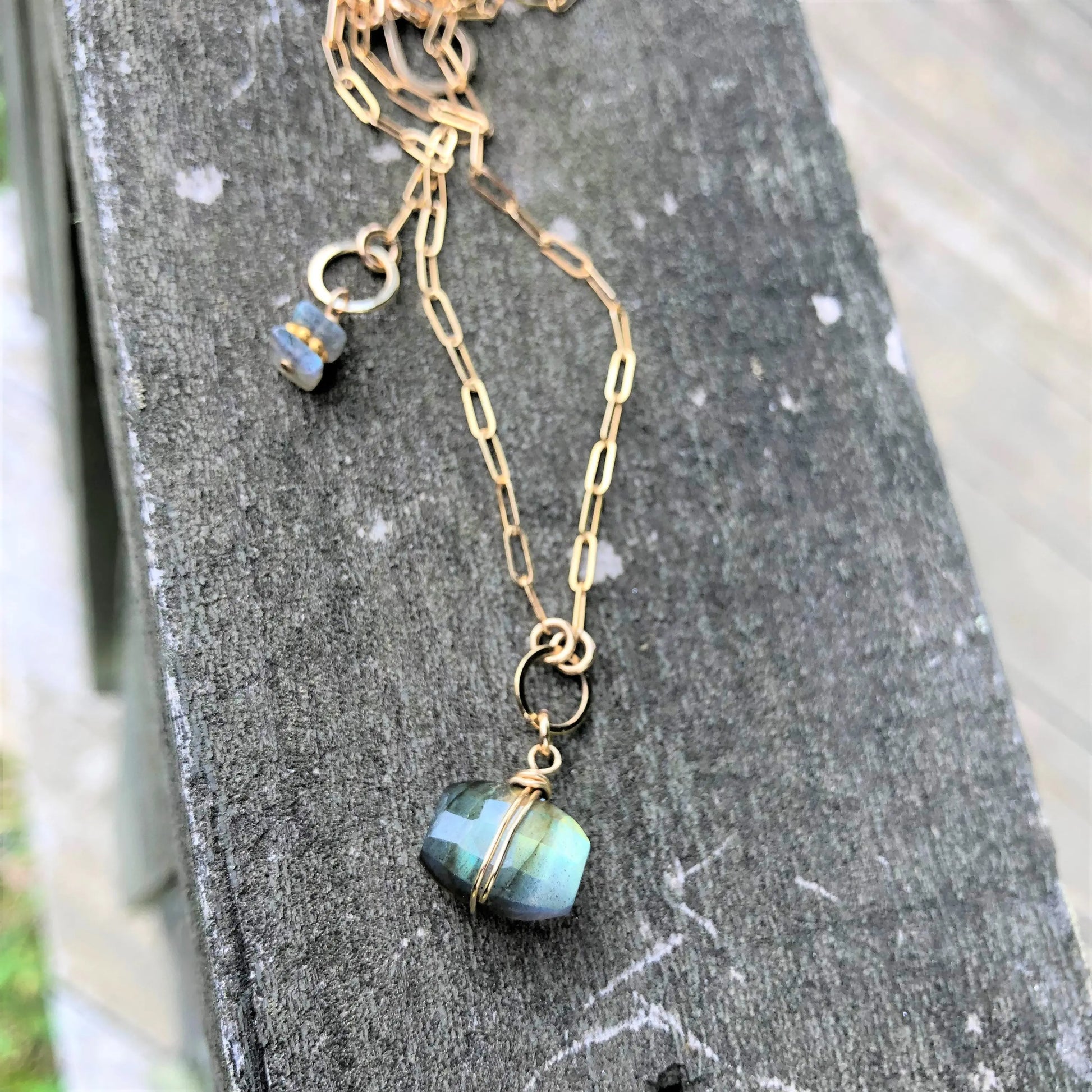 Faceted Cushion Cut Labradorite Necklace