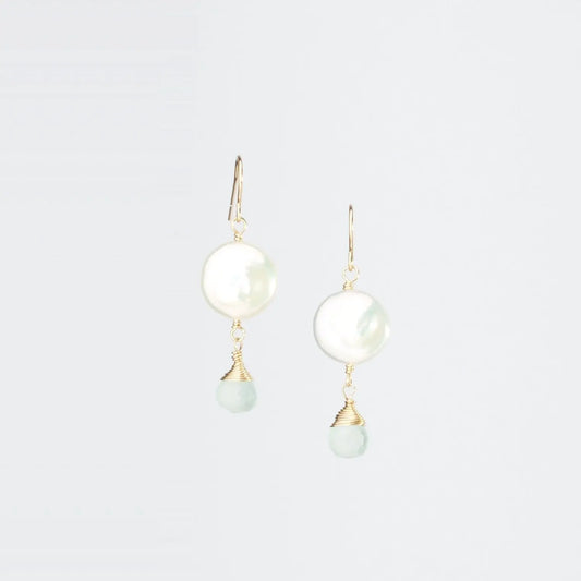 Single Coin Pearl & Gemstone Earrings - J.Mills Studio