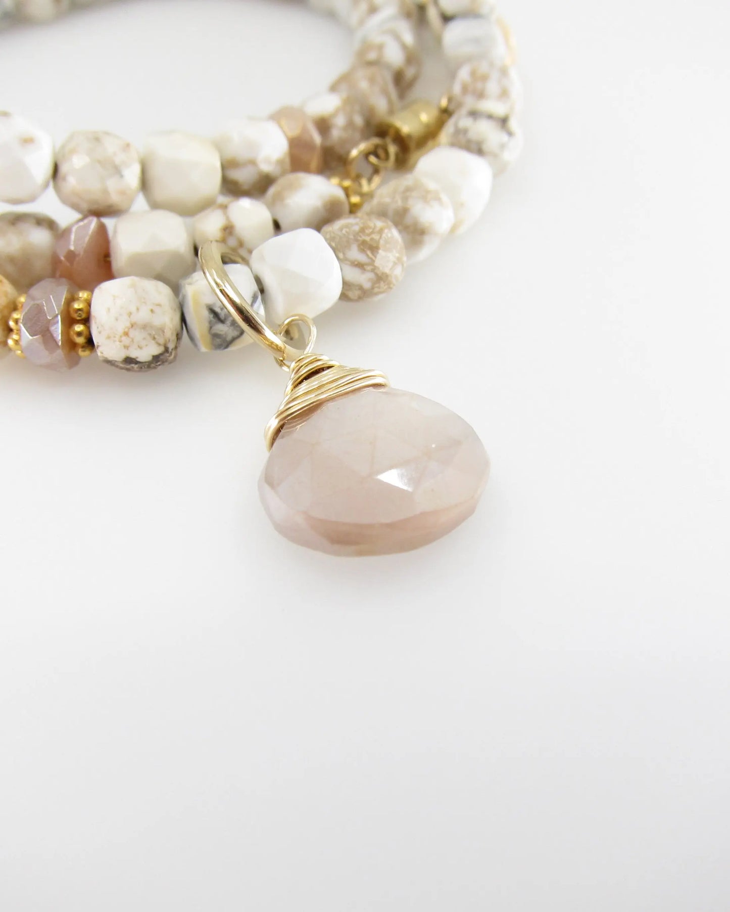 White Turquoise Wrap Bracelet or Necklace J.Mills Studio