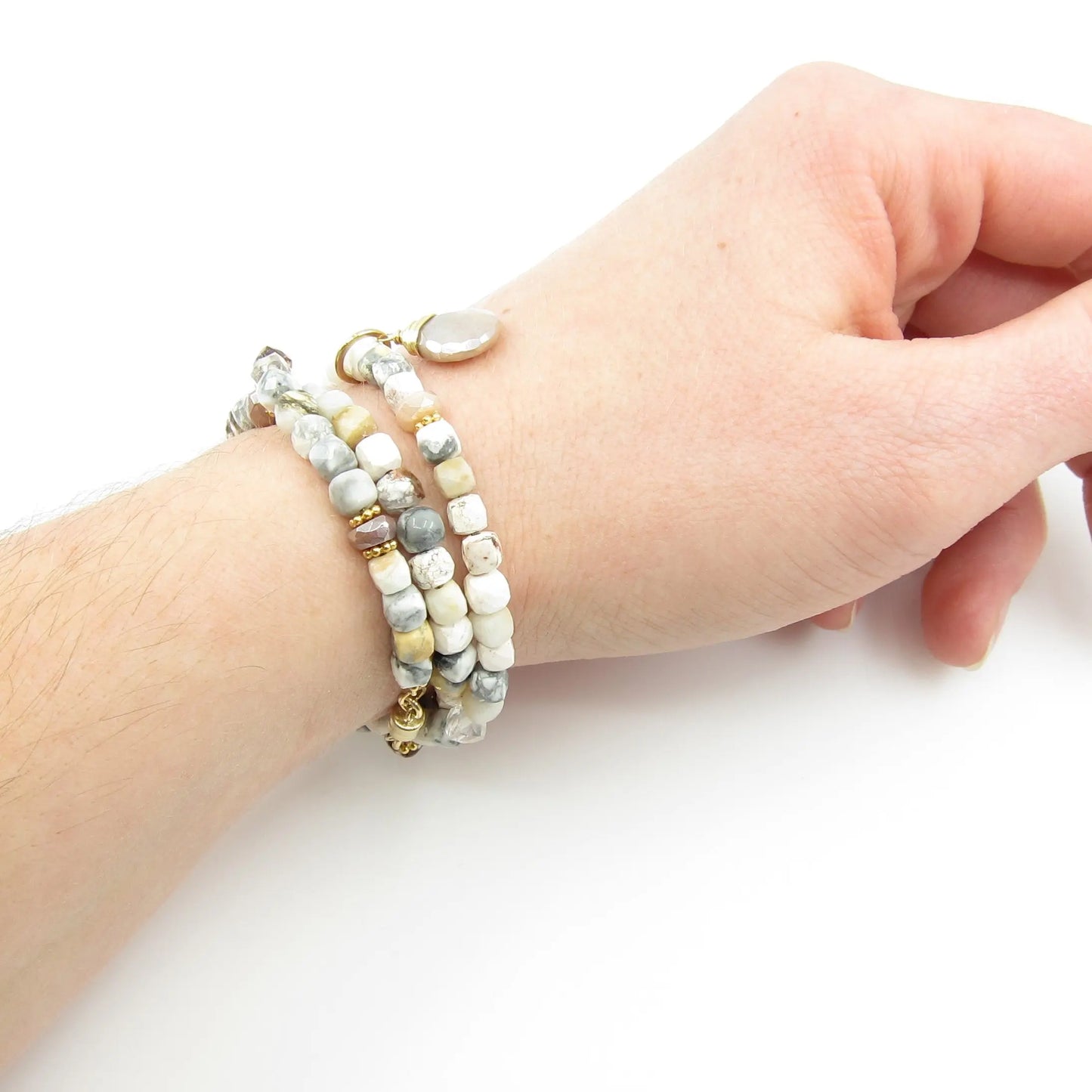 White Turquoise Wrap Bracelet or Necklace J.Mills Studio