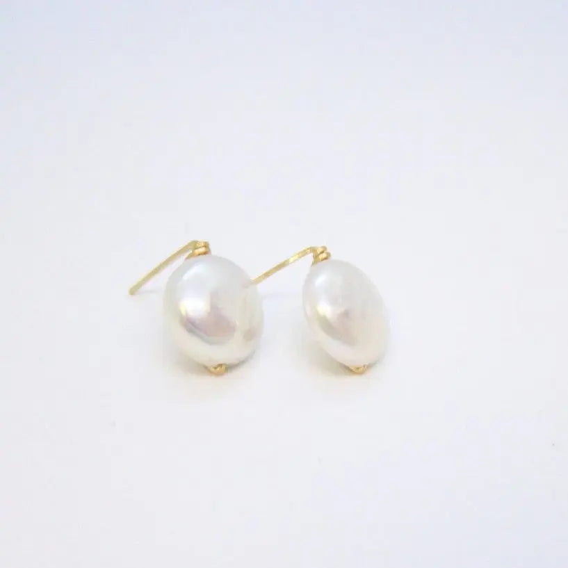 Freshwater Coin Pearl Stud Earrings J.Mills Studio