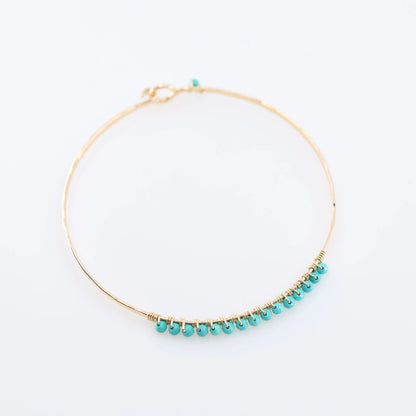 Hand-forged Bangle Bracelet wrapped in tiny gemstones, multiple variations - J.Mills Studio