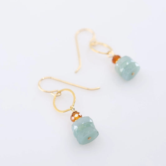 Milky Aquamarine &  Hessonite Garnet Earrings J.Mills Studio