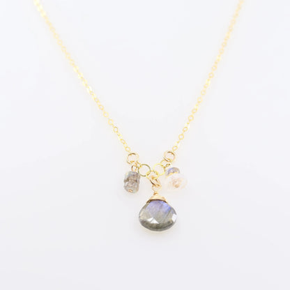 Small Gemstone Cascade Necklace with Labradorite and Moonstone J.Mills Studio