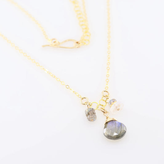 Small Gemstone Cascade Necklace with Labradorite and Moonstone J.Mills Studio