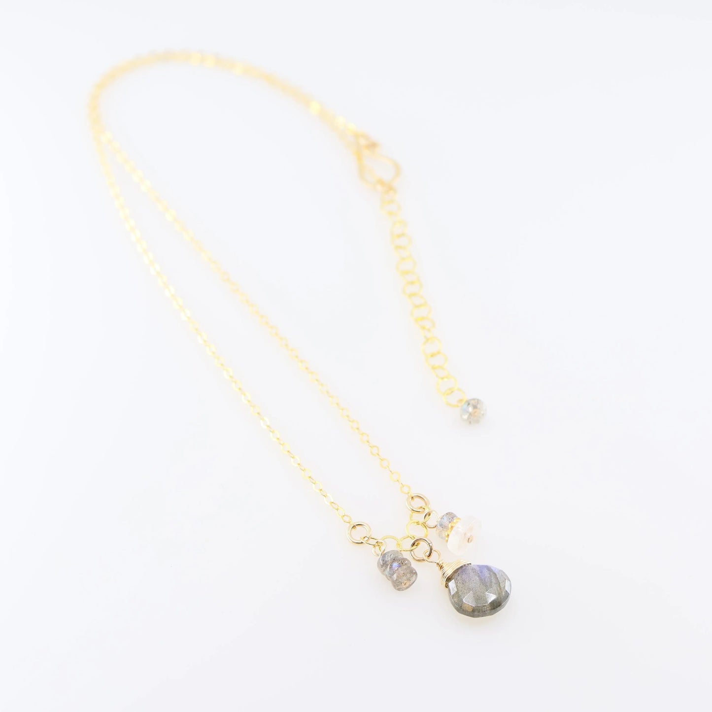 Small Gemstone Cascade Necklace with Labradorite and Moonstone J.Mills Studio