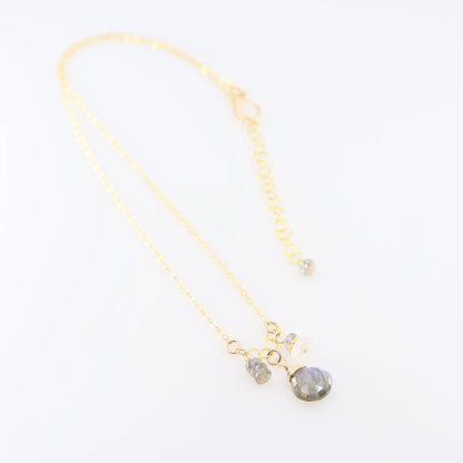 Small Gemstone Cascade Necklace with Labradorite and Moonstone J.Mills Studio