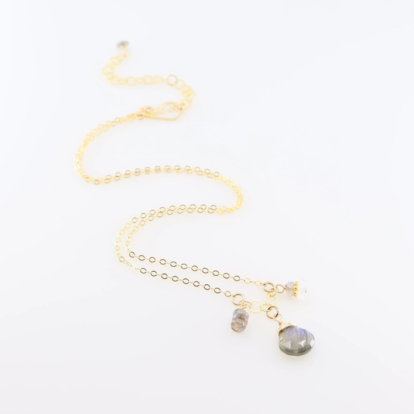 Small Gemstone Cascade Necklace with Labradorite and Moonstone J.Mills Studio