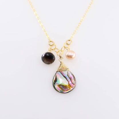 Small Gemstone Cascade Necklace with Abalone J.Mills Studio