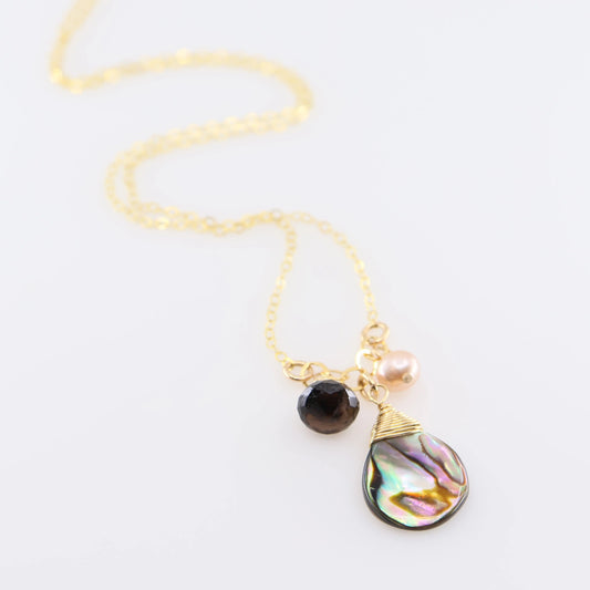 Small Gemstone Cascade Necklace with Abalone J.Mills Studio