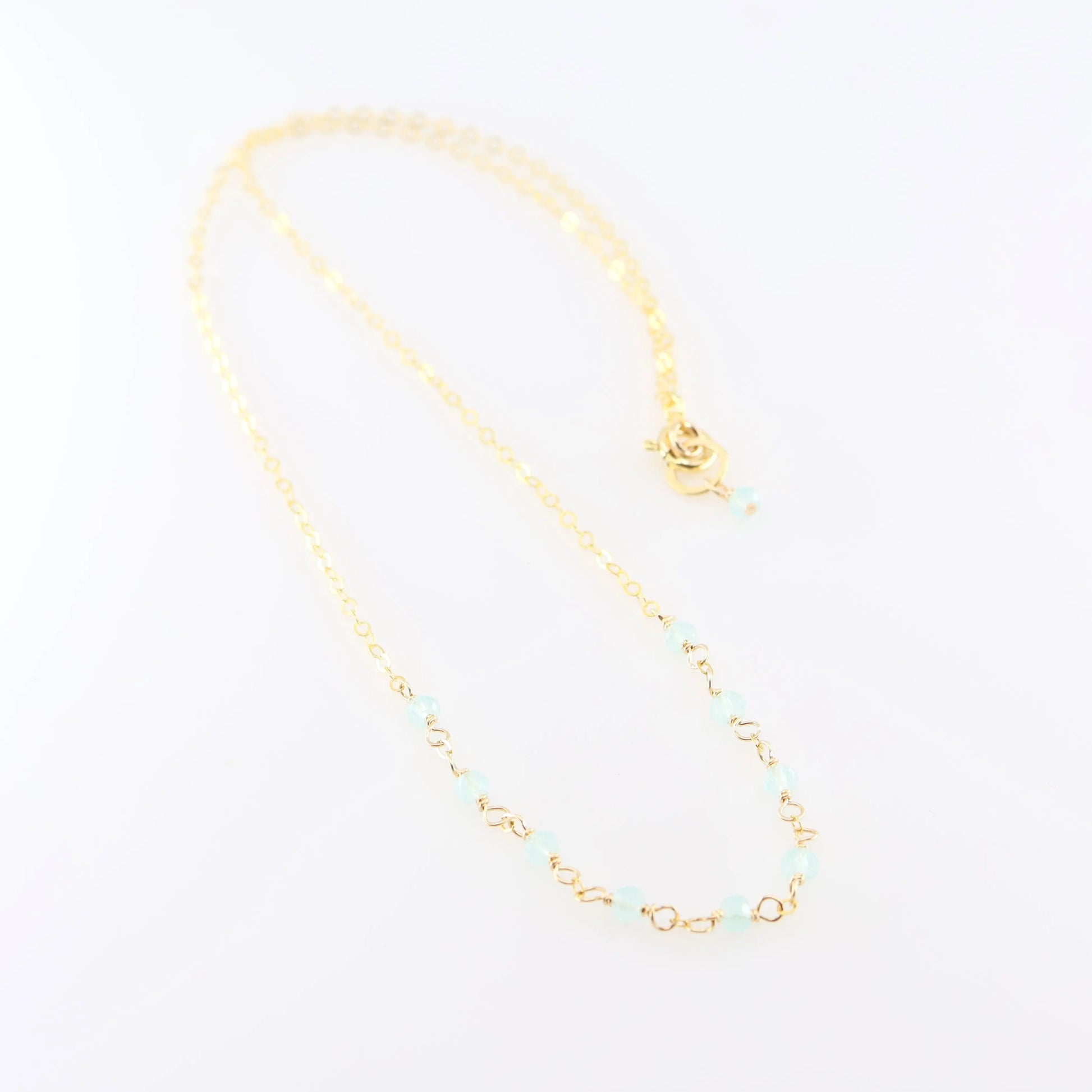 Tiny Gemstone Layering Necklace, Aqua Chalcedony J.Mills Studio