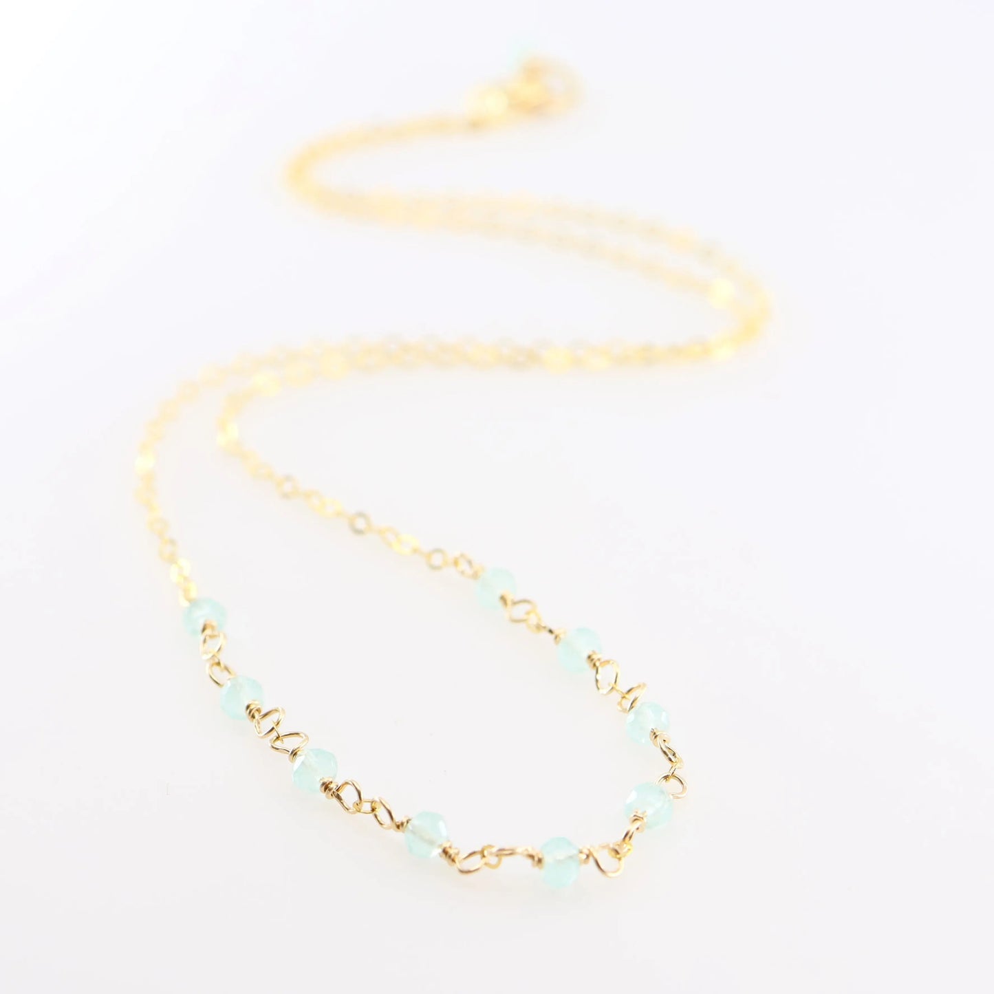 Tiny Gemstone Layering Necklace, Aqua Chalcedony J.Mills Studio