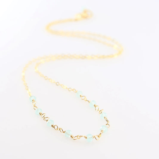 Tiny Gemstone Layering Necklace, Aqua Chalcedony J.Mills Studio