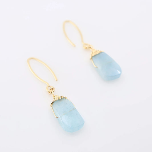 Milky Aquamarine Gemstone on Forged Earwire J. Mills Studio