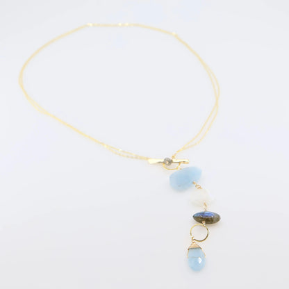 Milky Aquamarine, Rainbow Moonstone and Labradorite Toggle Clasp Necklace J. Mills Studio