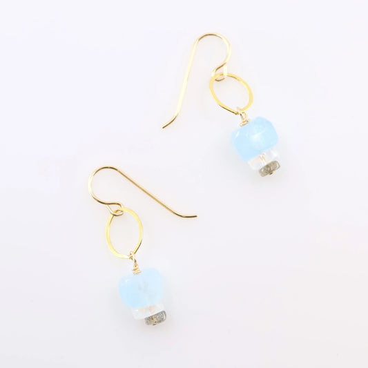 Milky Aquamarine &  Rainbow Moonstone Earrings J.Mills Studio