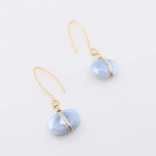 Blue Opal Cushion Cut Gemstones on Forged Ear Wires J.Mills Studio