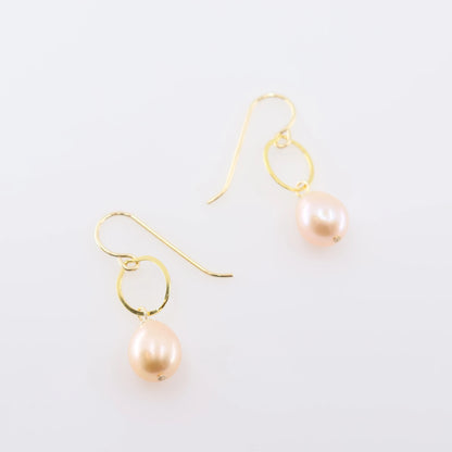 Oval Link Earrings with Pink Rice Pearls J.Mills Studio