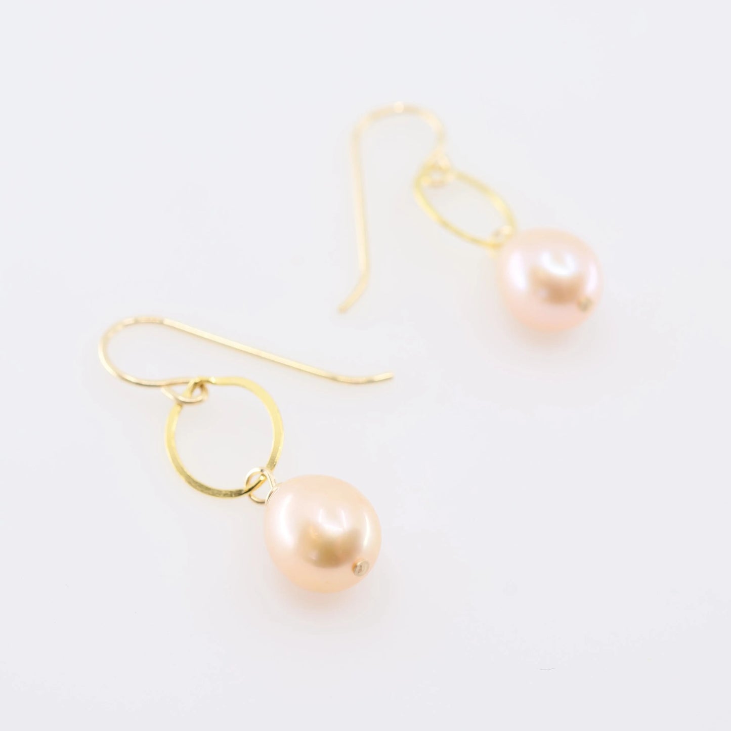 Oval Link Earrings with Pink Rice Pearls J.Mills Studio