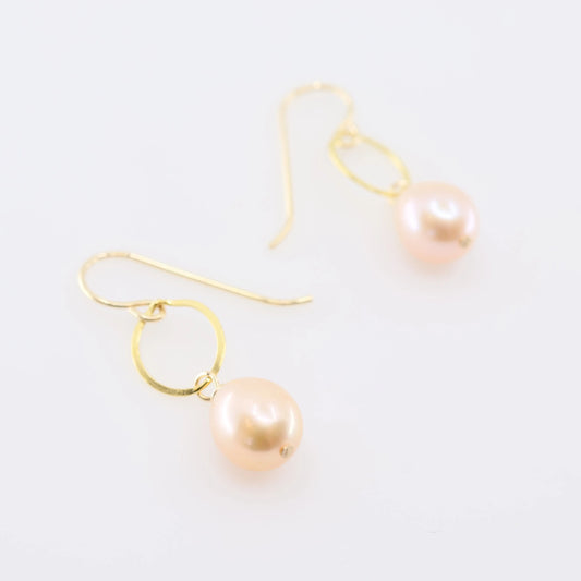 Oval Link Earrings with Pink Rice Pearls J.Mills Studio