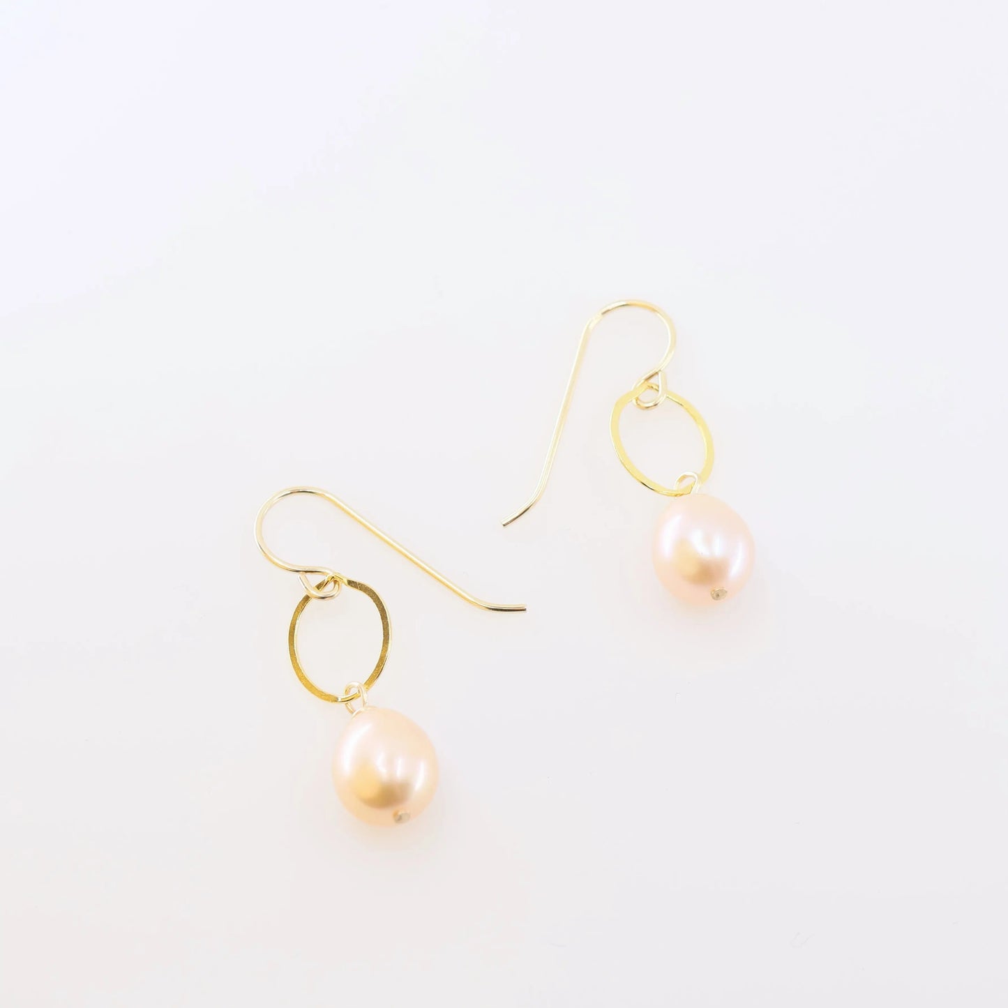 Oval Link Earrings with Pink Rice Pearls J.Mills Studio