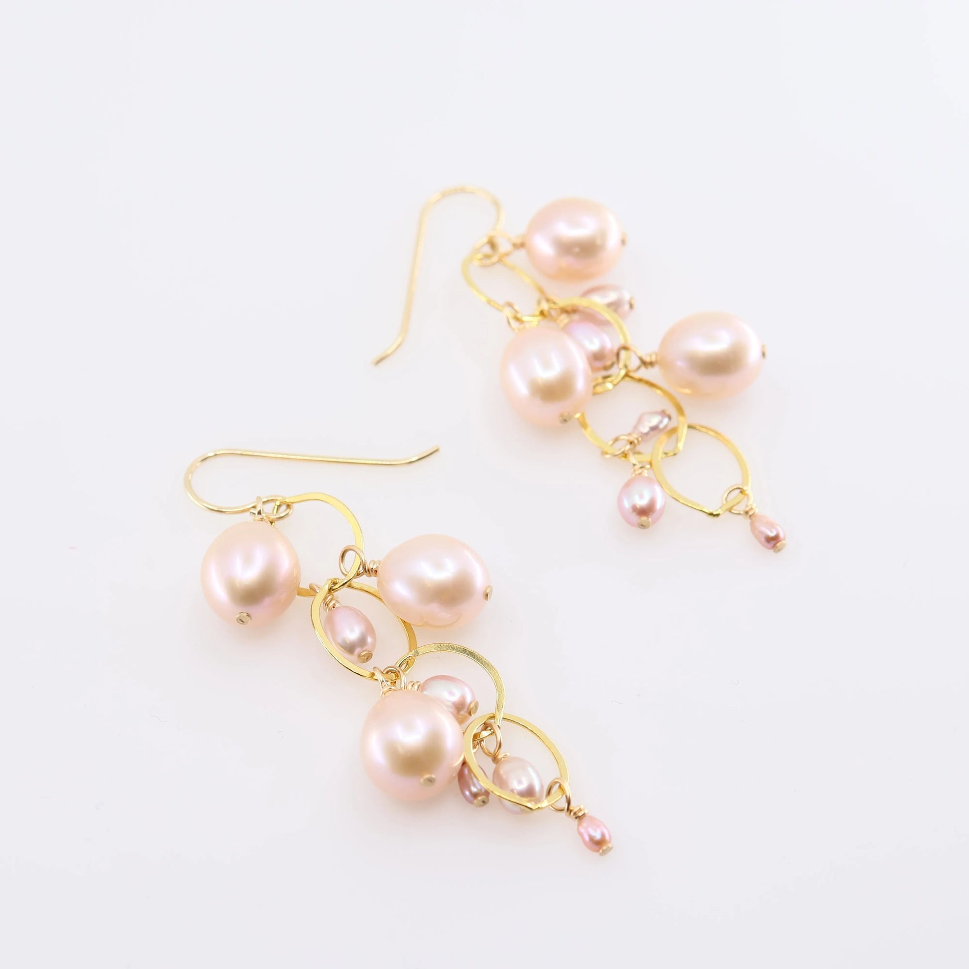 Cascading Pink Pearl Drop Earrings J.Mills Studio