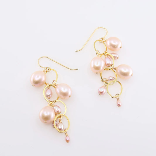 Cascading Pink Pearl Drop Earrings J.Mills Studio