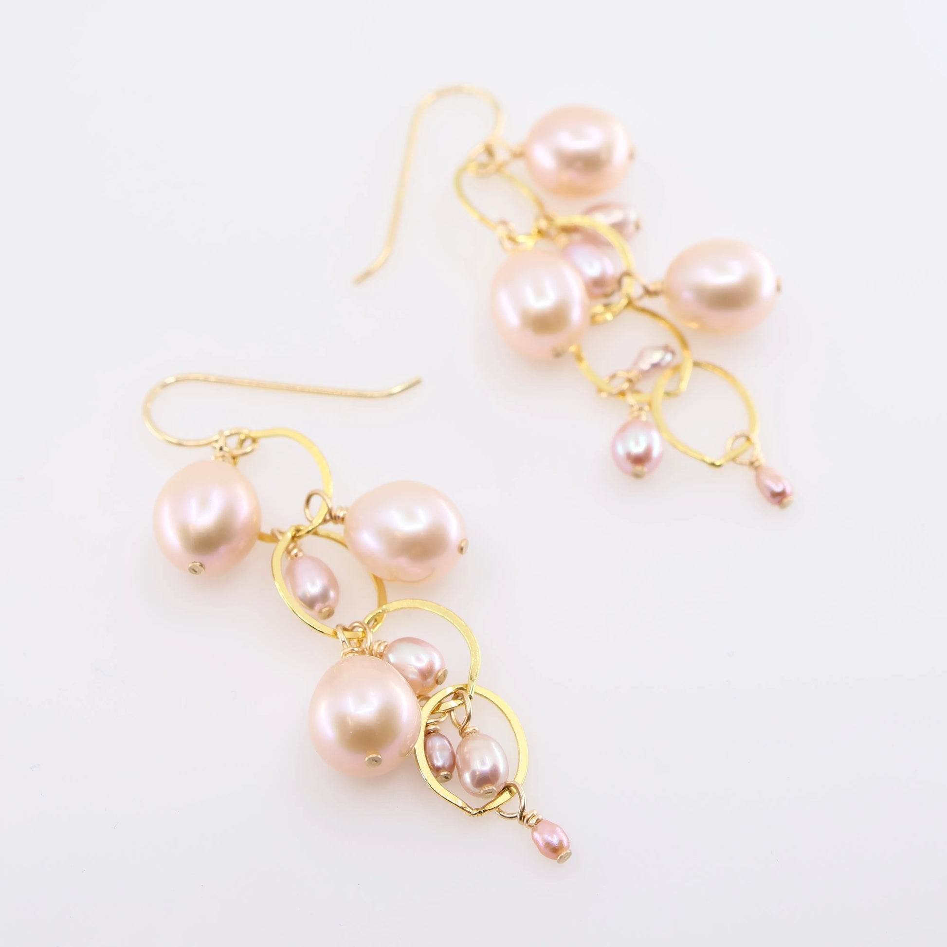 Cascading Pink Pearl Drop Earrings J.Mills Studio