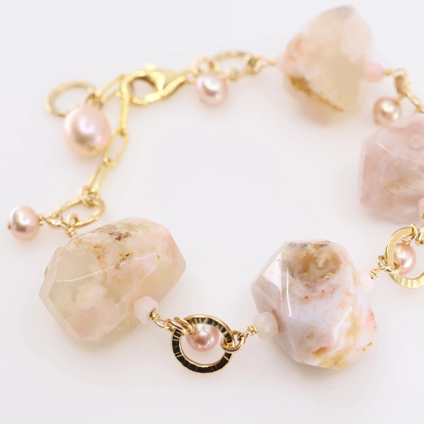 Cherry Blossom Agate & Pink Pearl Mixed Gemstone Bracelet J.Mills Studio