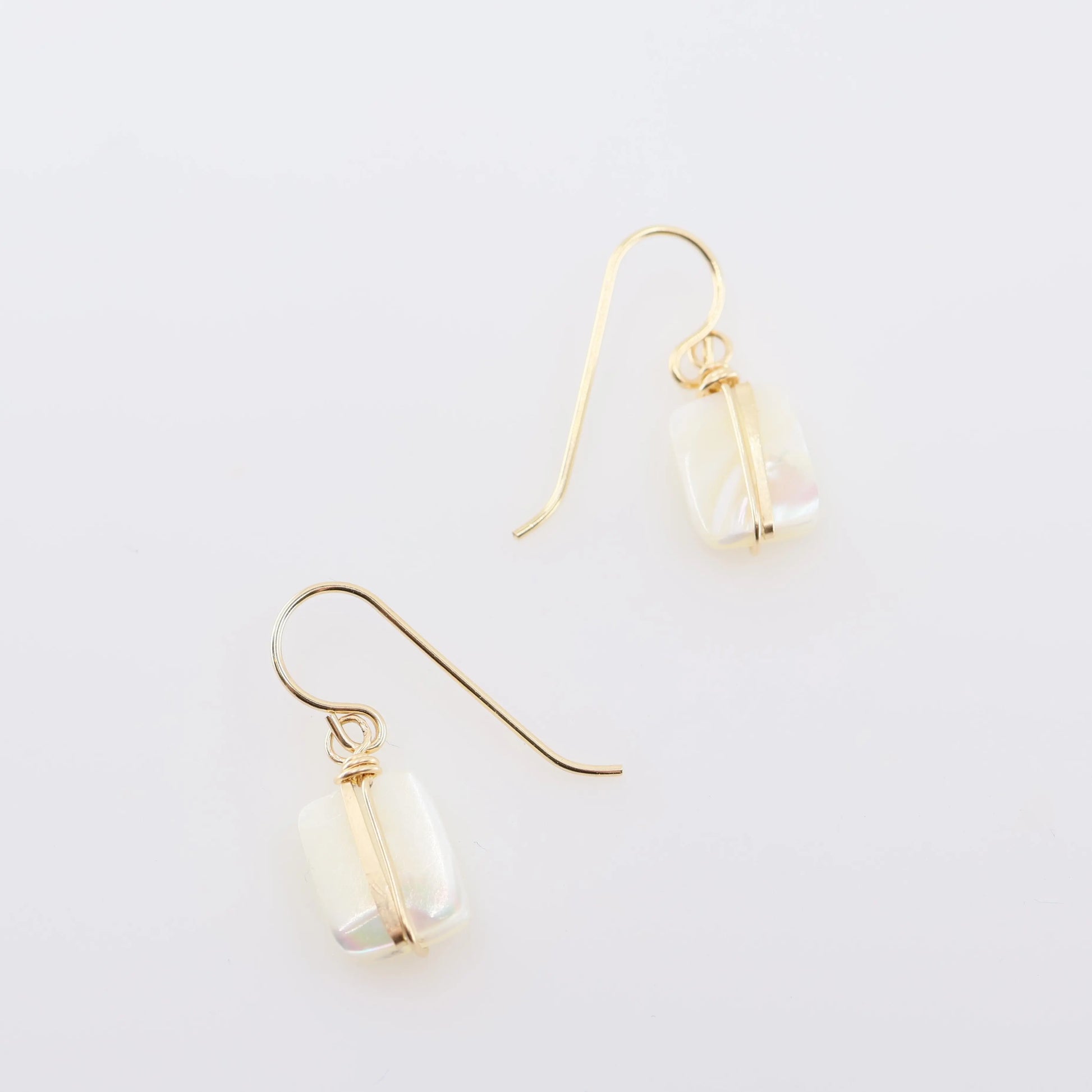 Mother of Pearl Earrings with Forged Bar Accent J.Mills Studio