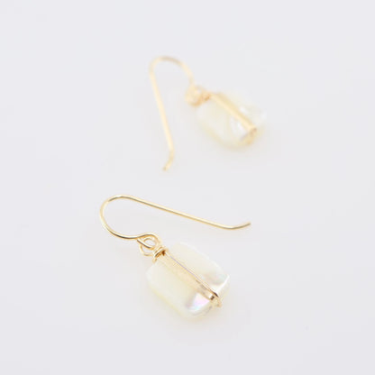 Mother of Pearl Earrings with Forged Bar Accent J.Mills Studio