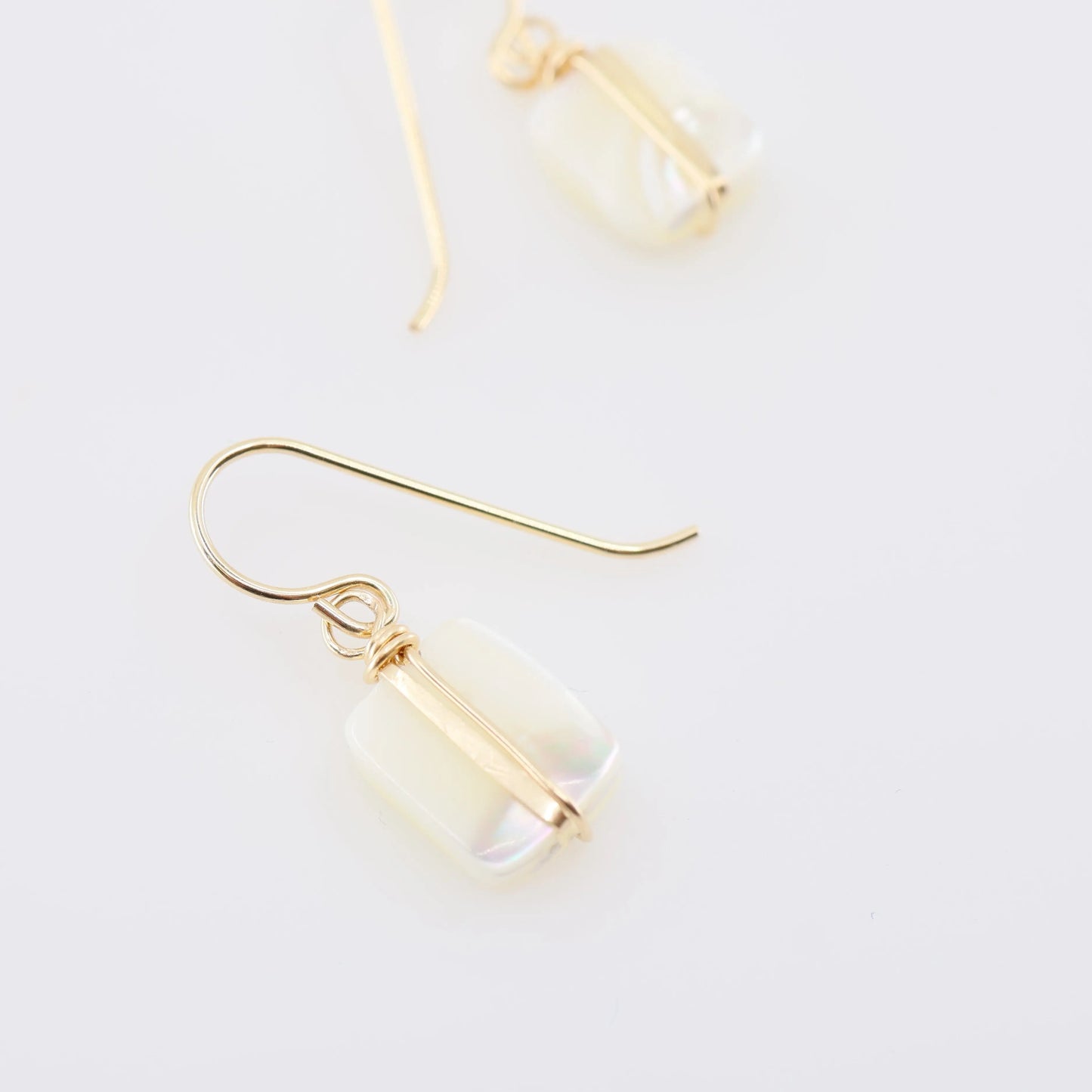 Mother of Pearl Earrings with Forged Bar Accent J.Mills Studio