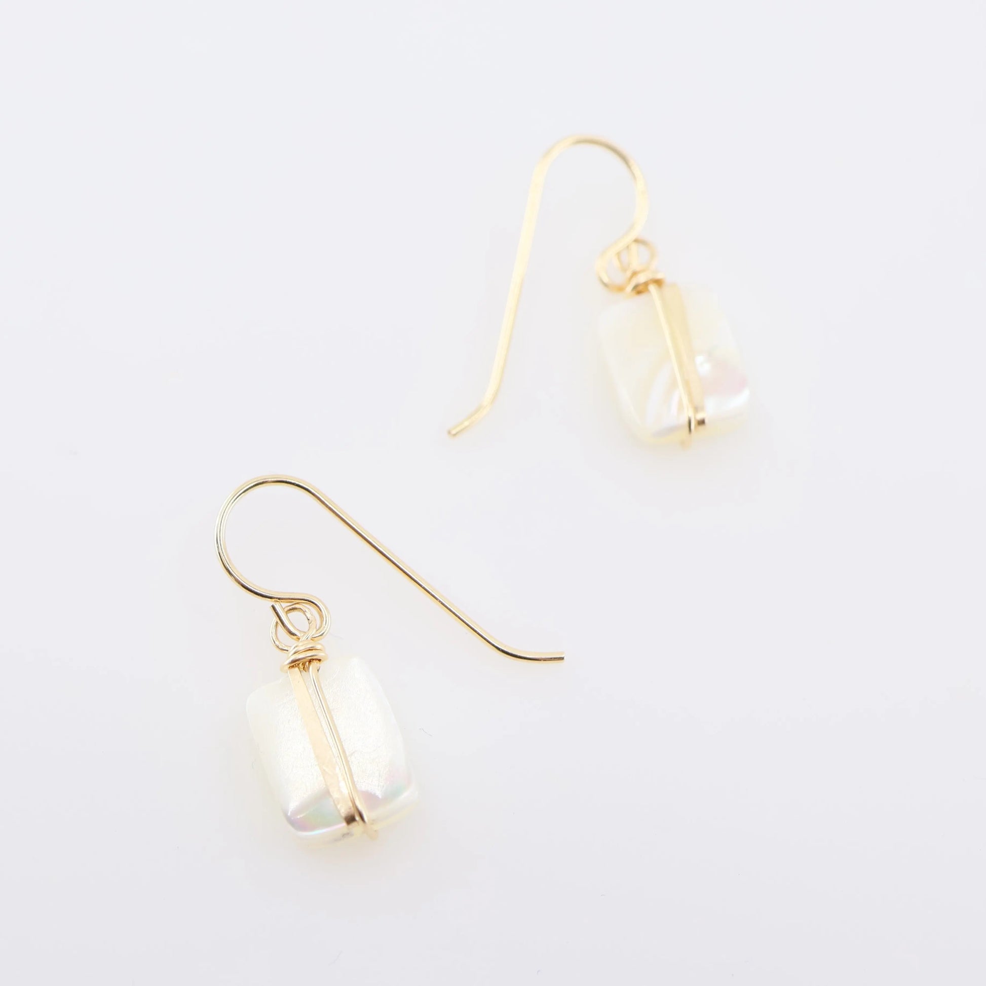 Mother of Pearl Earrings with Forged Bar Accent J.Mills Studio