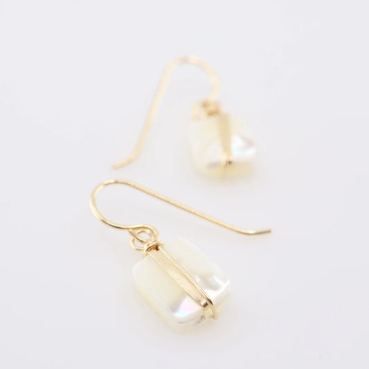 Mother of Pearl Earrings with Forged Bar Accent J.Mills Studio