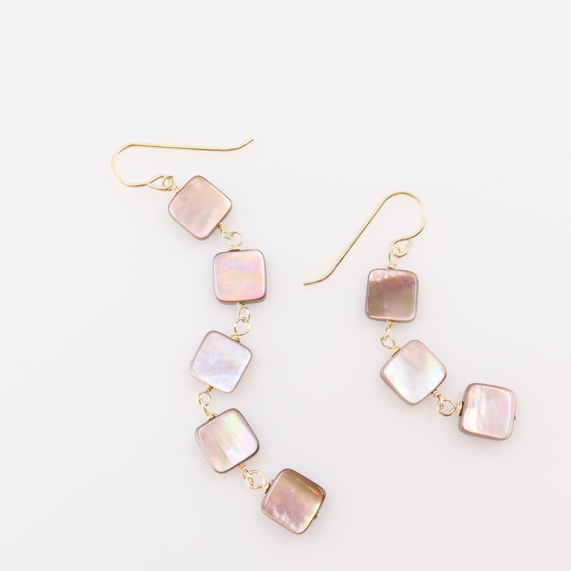 Mocha Abalone Square Drop Earrings J.Mills Studio