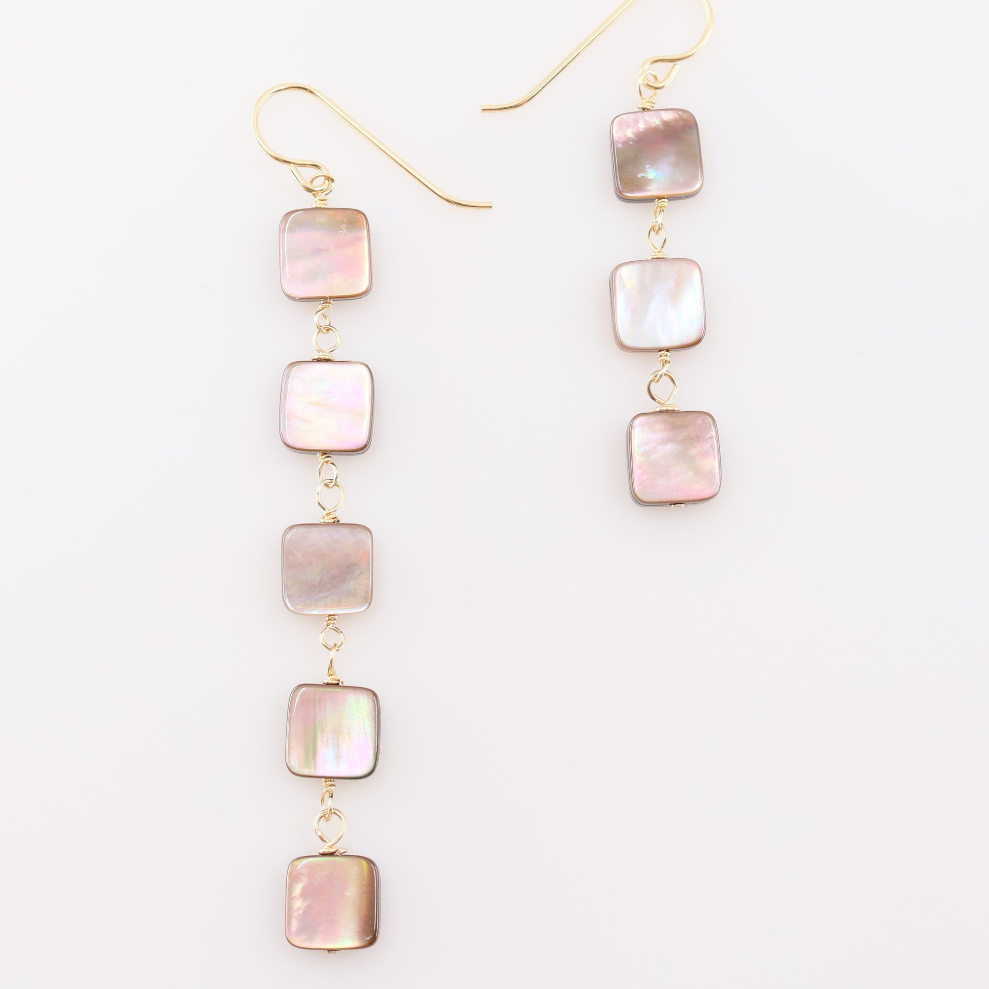 Mocha Abalone Square Drop Earrings J.Mills Studio